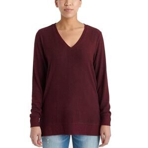 LUCKY BRAND • Red Maroon Burgundy V-Neck Long Sleeve Sweater Tunic